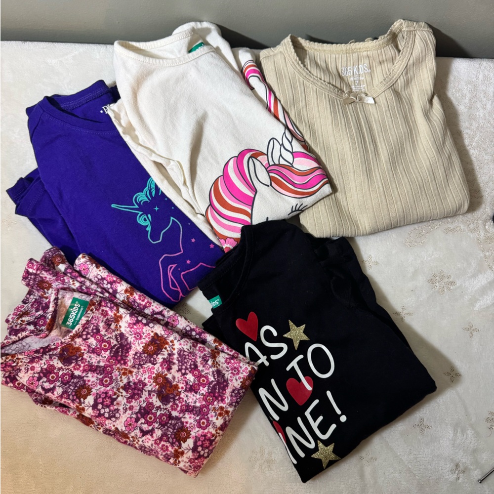 Set of 5 Colorful Graphic long sleeve Shirts for girls